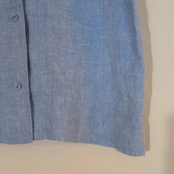 Everlane The Notch Shirt in Linen Light Blue Button Up Short Sleeve Boxy Top -XS - Picture 4 of 8